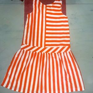 Crewcuts kids size 10 orange white striped dress